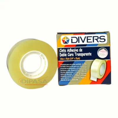 Cinta adhesiva doble cara divers kl transparente 3/4 x 25 yardas unidad