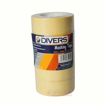 cinta masking tape divers kl 3/4x10 yardas-natural tubito de 5 rollitos