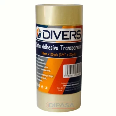Cinta adhesiva divers kl 3/4 x 25 yardas transparente pequeño paquete de 12 unidades