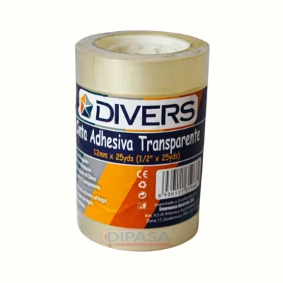Cinta adhesiva divers kl 1/2 x 25 yardas transparente pequeño paquete de 12 unidades