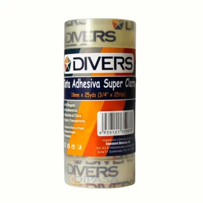 Cinta adhesiva divers kl 3/4 x 25 yardas superclara pequeño paquete de 12 unidades