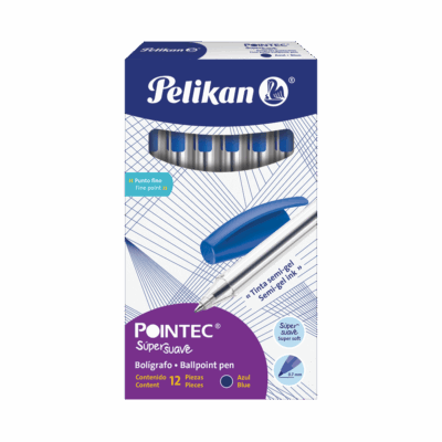 Bolígrafo mediano pelikan pointec 12 unidades azul