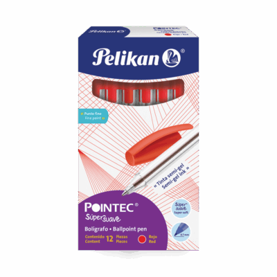 Bolígrafo mediano pelikan pointec 12 unidades rojo