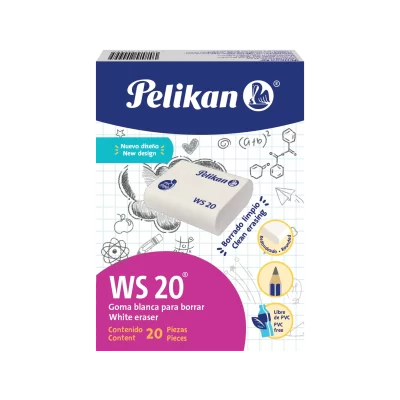 borrador pelikan ws20 blanco exhibidor de 20 unidades