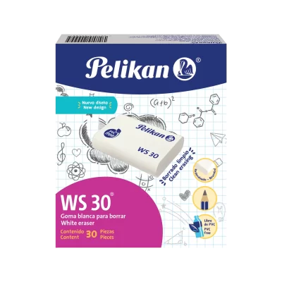 Borrador pelikan ws30 blanco exhibidor de 30 unidades