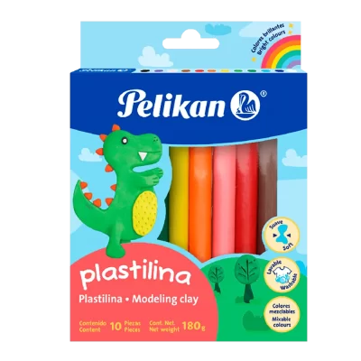 Plasticina pelikan 180 gramos 10 barritas colores