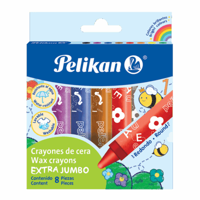 Crayon de cera extra-jumbo pelikan redondo 8 colores