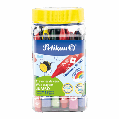 Crayon de cera jumbo pelikan redondo bote 28 colores surtidos