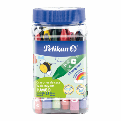 Crayon de cera jumbo pelikan triangular bote 28 colores surtidos