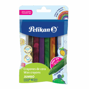 Crayon de cera jumbo pelikan triangular blister 6 colores mix