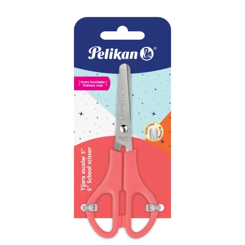 08000005_SCHOOL_SCISSOR_5_Salmon Tijera pelikan escolar 5 pulgadas school scissor caja con 12 unidades