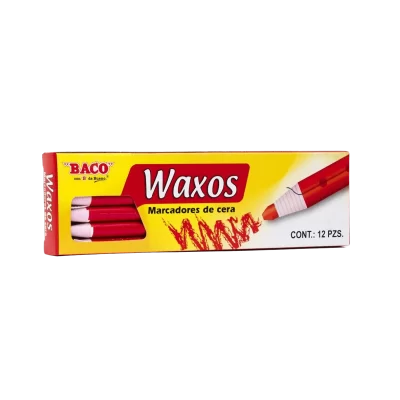 CRAYON CON PITA BACO WAXO ROJO C/12