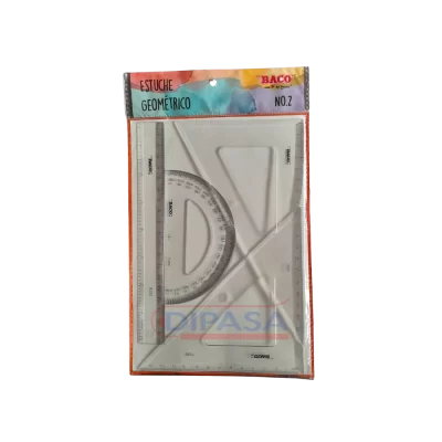 ESTUCHE GEOMETRICO BACO NO.2 REGLA DE 20 CENTIMETROS REGULAR