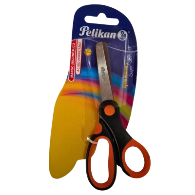 Tijera escolar pelikan 5 pulgadas super soft negro naranja tarjeta caja con 12 unidades