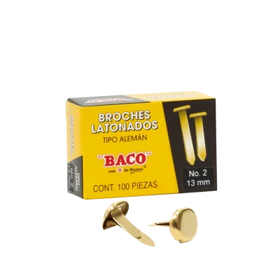 FASTENER O ATACHE BACO NO.2 13 MILIMETROS LATONADO C/100