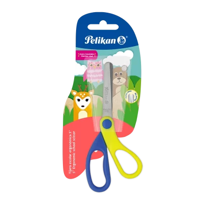 Tijera escolar pelikan ergonómica 5 pulgadas colores con tarjeta exhibidor de 12 unidades - Imagen 3