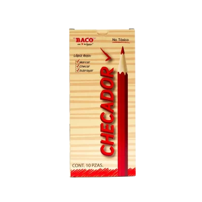 LAPIZ ECO CHEQUEADOR BACO HEXAGONAL ROJO C/10