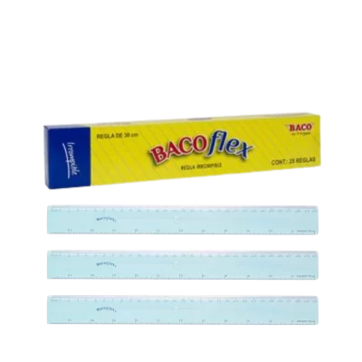 Regla plástica bacoflex baco de 30 centímetros transparente caja de 25 unidades