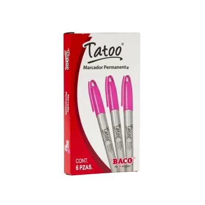 Marcador permanente tratoo baco fucsia fino c/6
