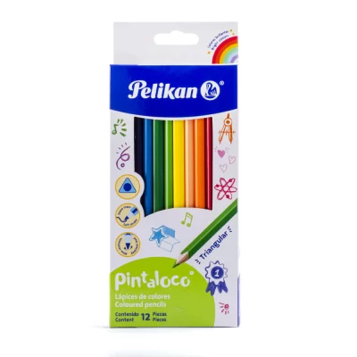Crayón de madera triangular largos pintaloco pelikan caja 12 colores