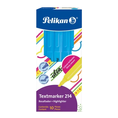 Marcador neón pelikan 214 caja de 10 unidades celeste