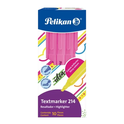 Marcador neón pelikan 214 caja de 10 unidades rosado