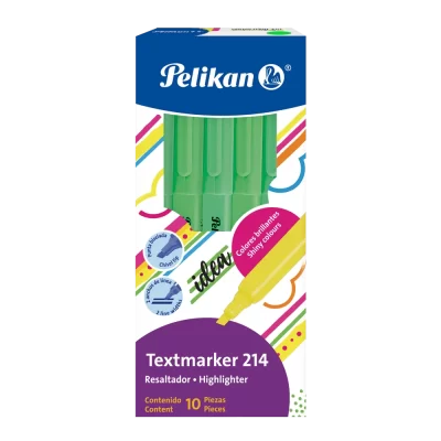 Marcador neón pelikan 214 caja de 10 unidades verde