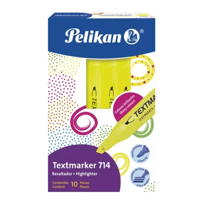 Marcador neón pelikan 714 caja de 10 unidades amarillo