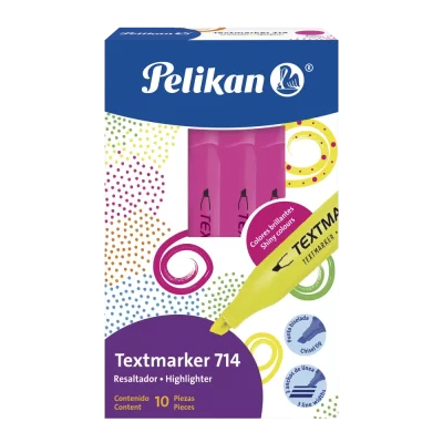 Marcador neón pelikan 714 caja de 10 unidades rosado