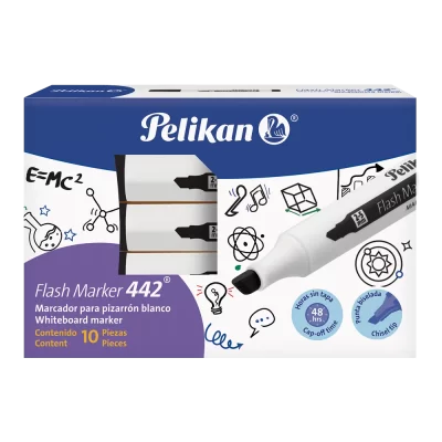 Marcador para pizarrón Pelikan 442 punta biselada c/10 negro