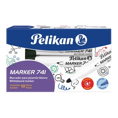 Marcador para pizarrón Pelikan 741 punta redonda c/10 negro