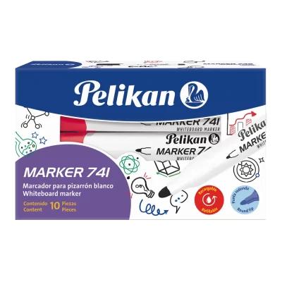Marcador para pizarrón Pelikan 741 punta redonda c/10 rojo
