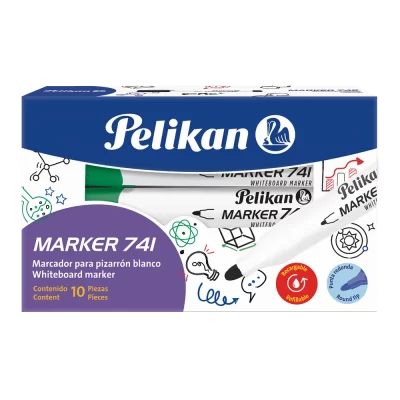 Marcador para pizarrón Pelikan 741 punta redonda c/10 verde