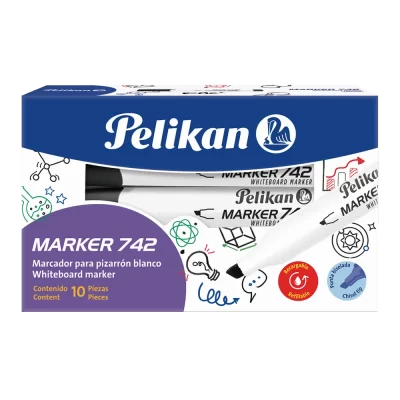 Marcador para pizarrón Pelikan 742 punta biselada c/10 negro