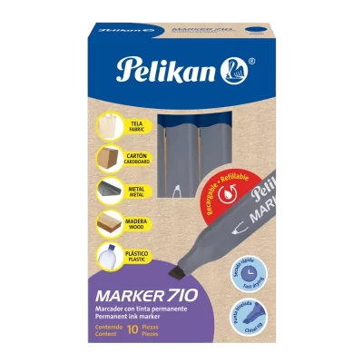 Marcador permanente Pelikan 710 punta bicelada c/10 azul