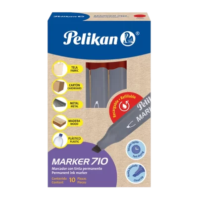 Marcador permanente Pelikan 710 punta bicelada c/10 rojo