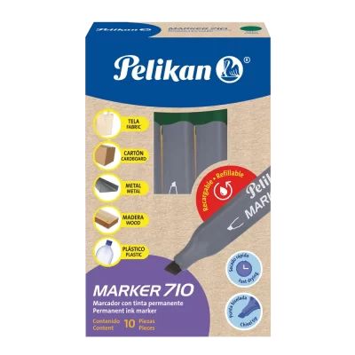 Marcador permanente Pelikan 710 punta bicelada c/10 verde