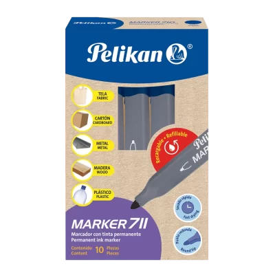 Marcador permanente Pelikan 711 punta redonda c/10 azul