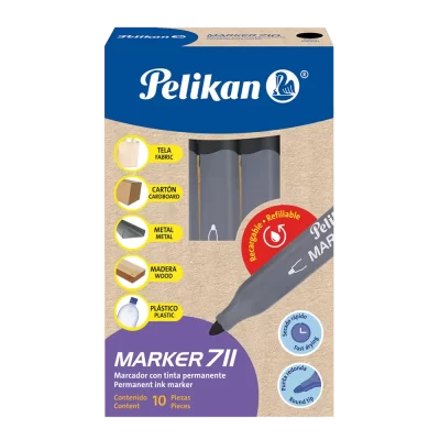 Marcador permanente Pelikan 711 punta redonda c/10 negro