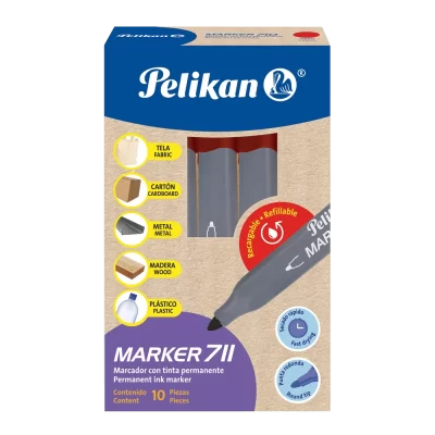 Marcador permanente Pelikan 711 punta redonda c/10 rojo