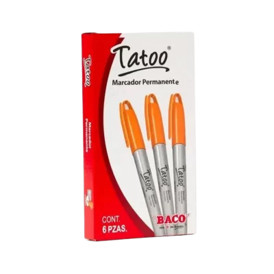 Marcador permanente tatoo baco naranja fino c/6