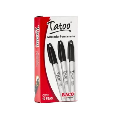 Marcador permanente tatoo baco negro fino c/10