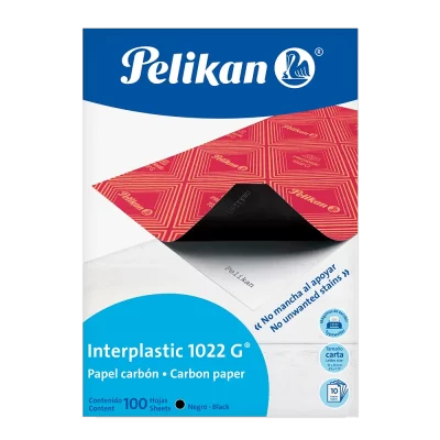 Papel carbón pelikan 1022G carta dorso rojo carpeta de 100 hojas