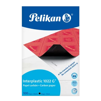 Papel carbón pelikan 1022G oficio dorso rojo carpeta de 100 hojas