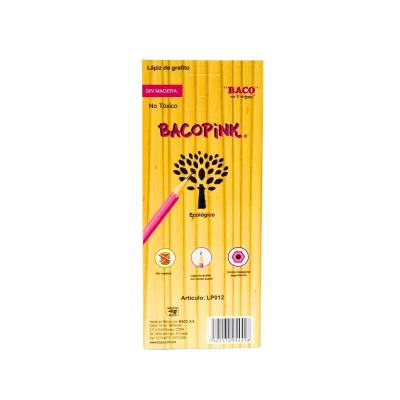 LAPIZ ECO BACO HEXAGONAL ROSADO C/10 - Imagen 2