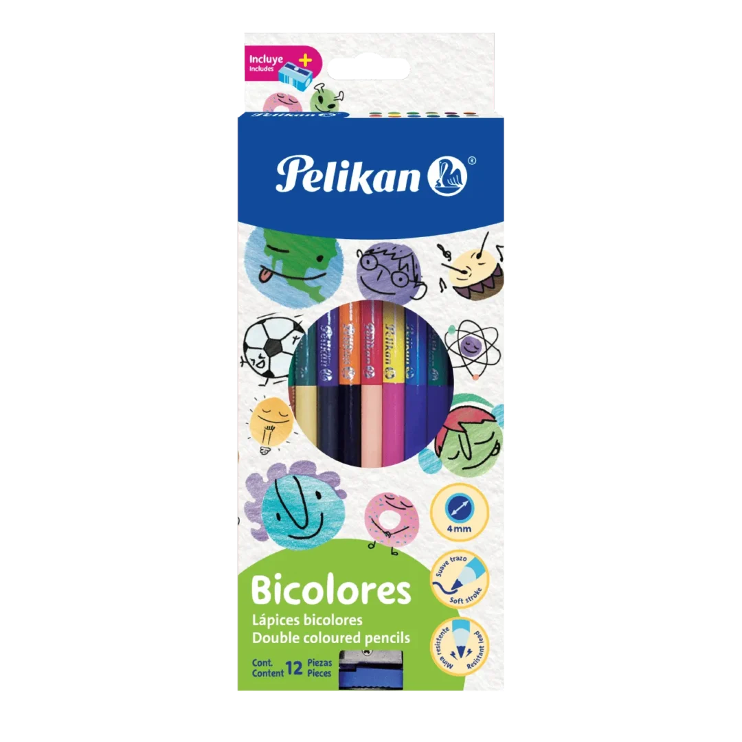CRAYON DE MADERA PELIKAN REDONDO BICOLOR 12LX24C