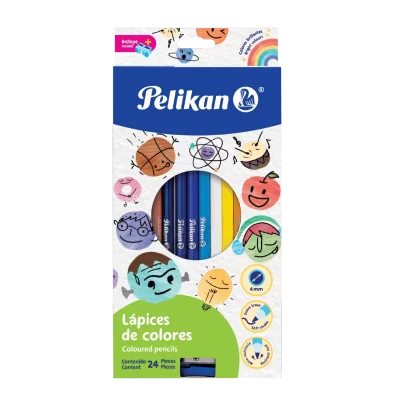 Crayón de madera redondos largos pelikan caja de 24 colores