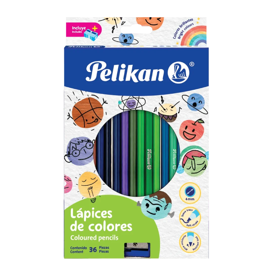 CRAYON DE MADERA PELIKAN REDONDO 36 LGO+SACAPUNTAS