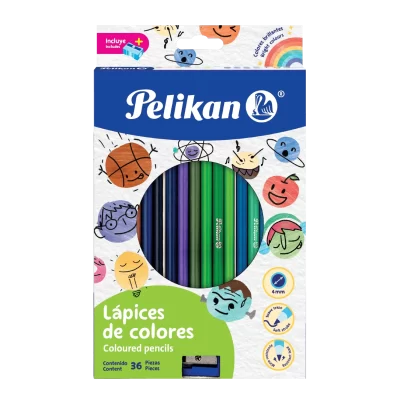 Crayón de madera redondos largos pelikan caja de 36 colores
