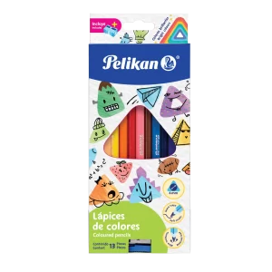 Crayón de madera triangular largos pelikan caja 12 colores